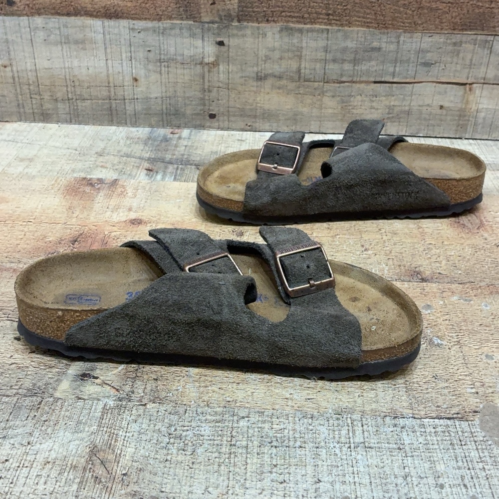 Birkenstock Arizona Sandals Womens Size 7 38 Brown Suede Slide Comfort Shoes - Picture 5 of 7